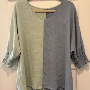 Two-Tone V-Neck Women's Top
